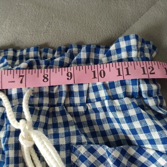 Ban.jara Linen Rayonl Blue White gingham Shorts. XS - Picture 6 of 7